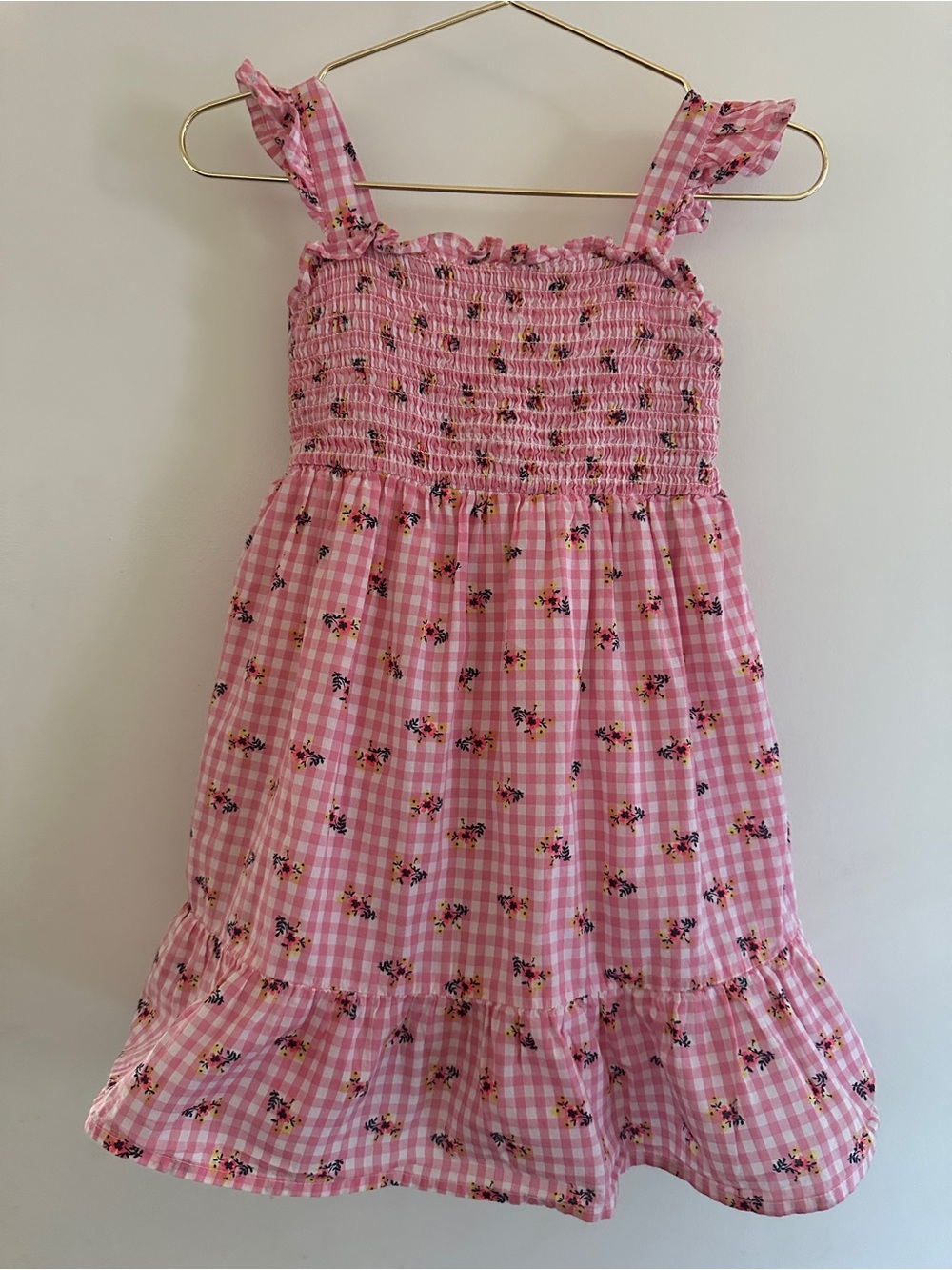 Tucker + Tate Girls Pink Gingham Floral Smocked Dress 3T Nordstrom